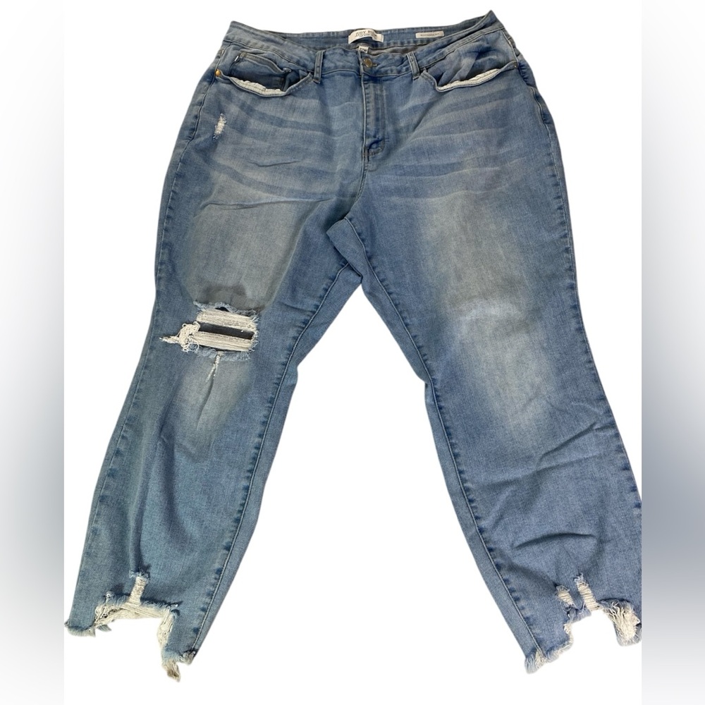 Judy Blue Jeans Womens 22W Boyfriend Fit Distressed Mid Rise Stretch Denim